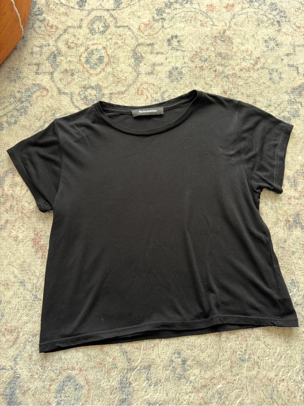 Reformation Black Relaxed Crewneck Short Sleeve Tee